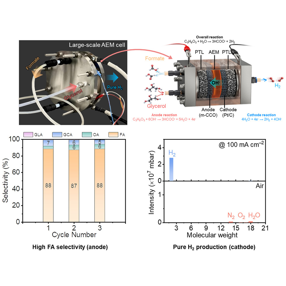 Production of Purified Hydrogen and GOR via AEMWE Single Cell: Experimental Setup and Schematic of the MEA Configuration.