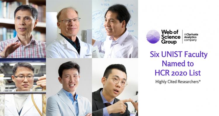 Six UNIST Faculty Named to Highly Cited Researchers 2020 List